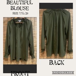🍁🍂TIME AND TRU BLOUSE OLIVE GREEN COLOR SIZE XXL / 20 LONG SLEEVE